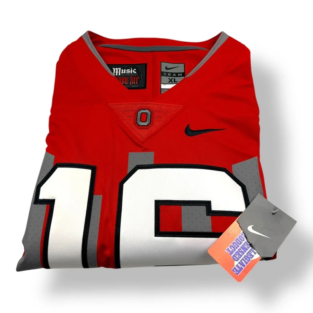 Nike Ohio State Buckeyes Music and Cannon‎ Fire Football Jersey Mens XL Red NWT